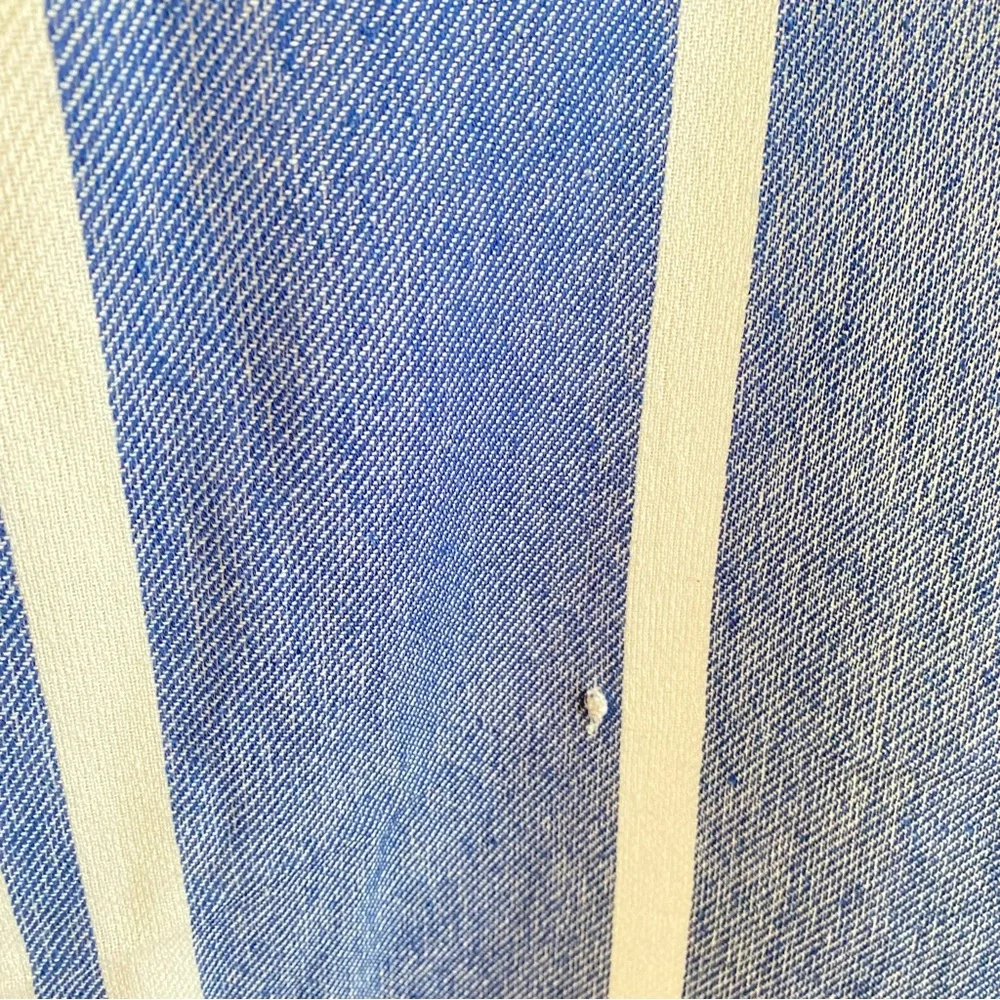 Lancome French Nautical Navy Off White Striped Throw Blanket Wrap 100% Cotton